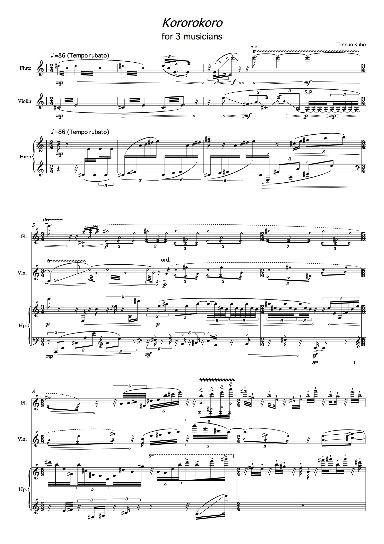Kororokoro for 3 musicians (2016)